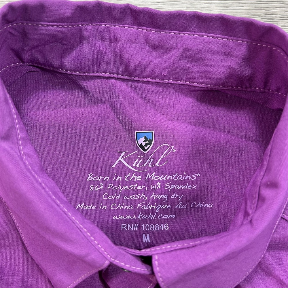 NEW‎ Kuhl Renegade Shirt Womens Medium Purple Short Sleeve Button Up DWR Stretch - Picture 7 of 11